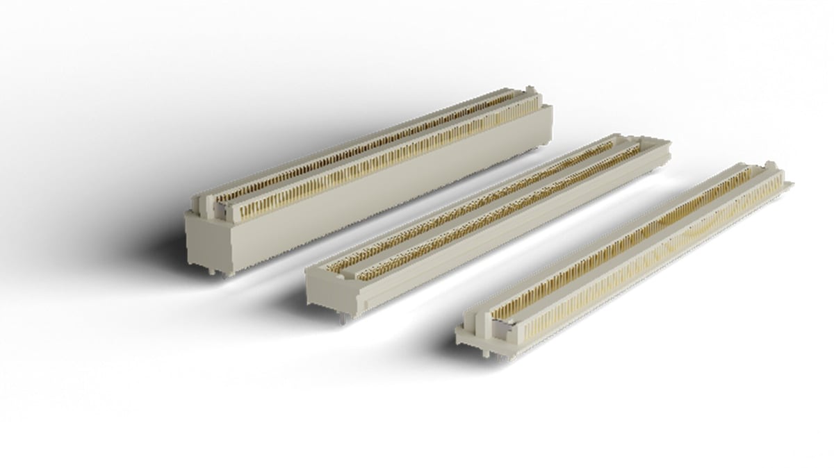 COM-HPC connectors. From the left: 10mm carrier board, 5mm carrier board, module connector