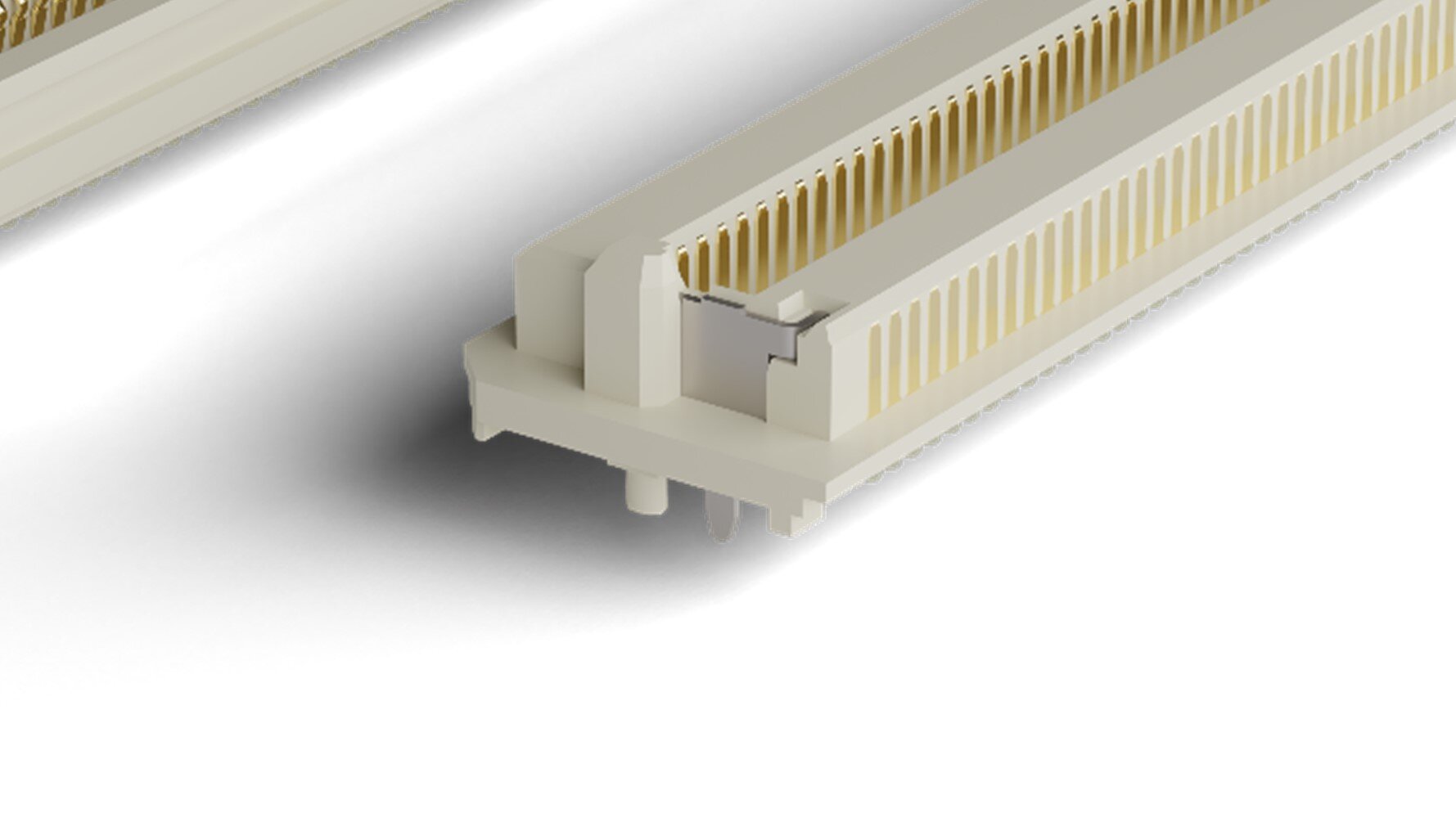 COM-HPC module connector with weld tabs for enhanced stability