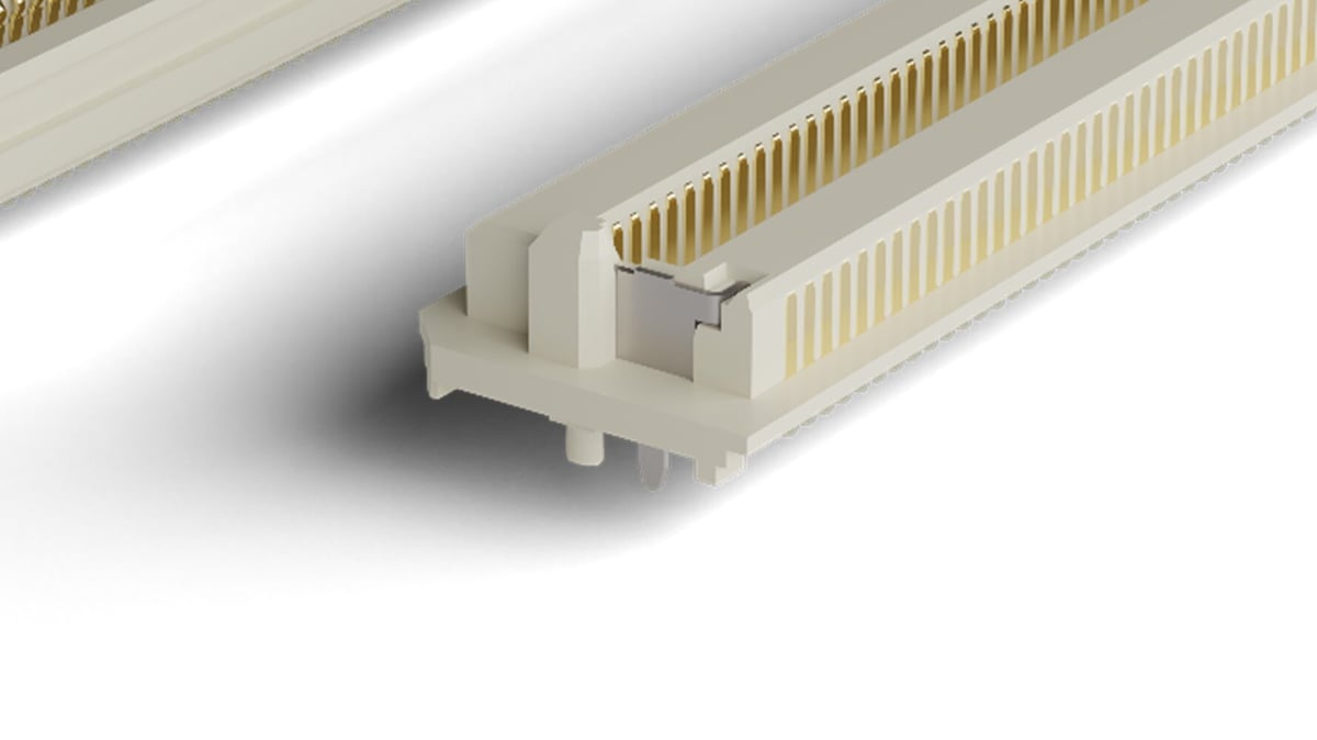 COM-HPC module connector with weld tabs for enhanced stability